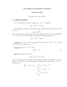 LECTURES IN HARMONIC ANALYSIS Thomas H. Wolff 1. Fourier transform