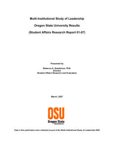 Multi-Institutional Study of Leadership Oregon State University Results