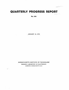 QUARTERLY  PROGRESS  REPORT No. 104 JANUARY