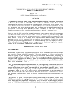 THE POLITICAL ECONOMY OF FISHERIES POLICY REFORM:  ABSTRACT