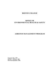 BOSTON COLLEGE OFFICE OF ENVIRONMENTAL HEALTH &amp; SAFETY