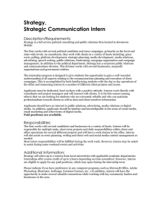 Strategy, Strategic Communication Intern Description/Requirements: