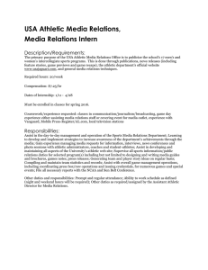 USA Athletic Media Relations, Media Relations Intern Description/Requirements: