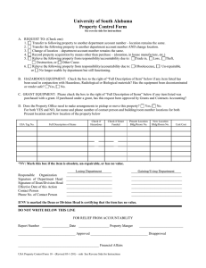 University of South Alabama Property Control Form