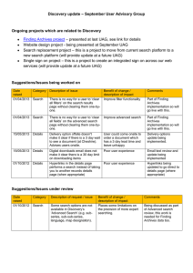 – September User Advisory Group Discovery update