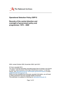 Operational Selection Policy OSP12 Records of the central direction and