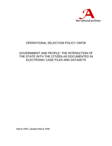 OPERATIONAL SELECTION POLICY OSP30  GOVERNMENT AND PEOPLE: THE INTERACTION OF