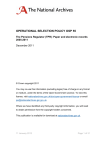 OPERATIONAL SELECTION POLICY OSP 55  December 2011 The Pensions Regulator (TPR)