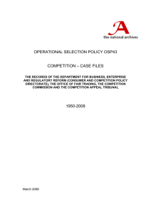 OPERATIONAL SELECTION POLICY OSP43  COMPETITION – CASE FILES