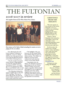 THE FULTONIAN 2006!2007 in review GREETINGS FROM THE