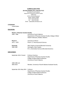 CURRICULUM VITAE Zarrintaj Aliabadi, PA-C, PharmD, Ph.D.