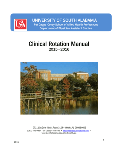 Clinical Rotation Manual UNIVERSITY OF SOUTH ALABAMA 2015 - 2016