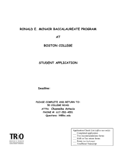 RONALD E. MCNAIR BACCALAUREATE PROGRAM AT BOSTON COLLEGE