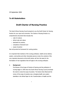 Draft Charter of Nursing Practice  To All Stakeholders 29 September 2004