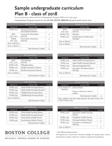 Sample undergraduate curriculum Plan B - class of 2018