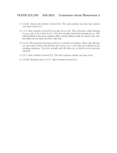 MATH 215/255 Fall 2014 Comments about Homework 3