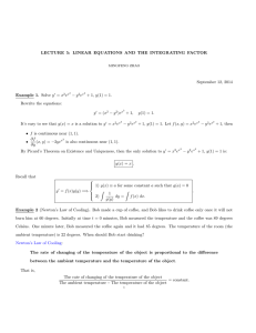 LECTURE 5: LINEAR EQUATIONS AND THE INTEGRATING FACTOR September 12, 2014