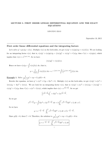 First order linear differential equations and the integrating factors