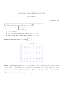 Two dimensional systems and their vector fields