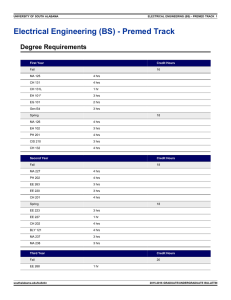 Electrical Engineering (BS) - Premed Track Degree Requirements