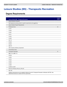 Leisure Studies (BS) - Therapeutic Recreation Degree Requirements