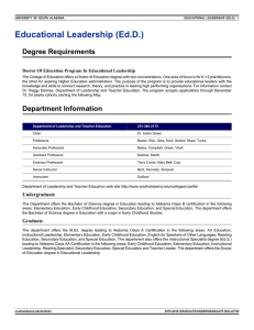 Educational Leadership (Ed.D.) Degree Requirements Doctor Of Education Program In Educational Leadership