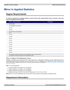 Minor In Applied Statistics Degree Requirements