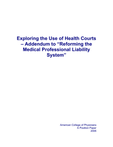 Exploring the Use of Health Courts – Addendum to “Reforming the