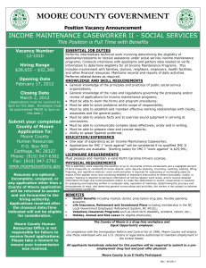 MOORE COUNTY GOVERNMENT INCOME MAINTENANCE CASEWORKER II - SOCIAL SERVICES