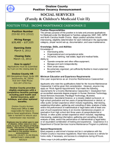 SOCIAL SERVICES (Family &amp; Children’s Medicaid Unit II) Onslow County Position Vacancy Announcement