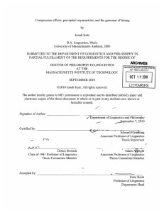 Compression  effects,  perceptual  asymmetries,  and the ... Jonah  Katz B.A. Linguistics,  Music by
