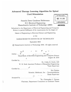 Advanced  Therapy  Learning  Algorithm  for ... Cord  Stimulation 2010 Amanda  Dawn  Gaudreau  Balderrama