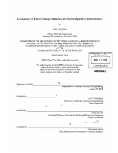 Evaluation  of Phase  Change Materials  for Reconfigurable ... NOV  19