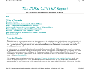 The BOISI CENTER Report  Table of Contents