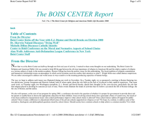 The BOISI CENTER Report Table of Contents