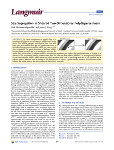 Size Segregation in Sheared Two-Dimensional Polydisperse Foam * Hadi Mohammadigoushki