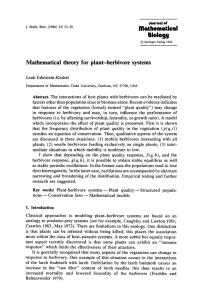 61ology Mathematical Mathematical  theory  for  plant-herbivore  systems Leah Edelstein-Keshet