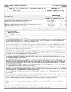 Science 2014W T1 - Teaching Evaluation Survey University of British Columbia 2014W1 Science