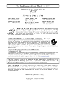 P l e a s e   P r... The Third Sunday of Lent –March 15, 2009