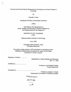 Formal  and  Informal  Sector  Responses for... Colombia E. Arquitecta  Pontificia Universidad  Javeriana
