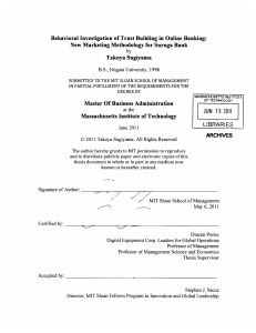 Behavioral  Investigation  of Trust Building  in  Online... New  Marketing Methodology  for Suruga Bank