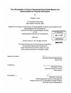 The  Affordability of China's  Residential  Real ... Opportunities for  Property  Developers