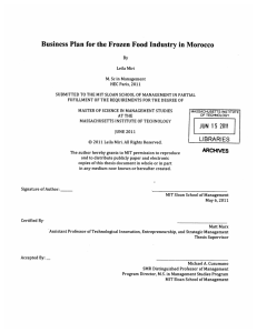 Business  Plan for the Frozen  Food  Industry... By HEC SUBMITTED