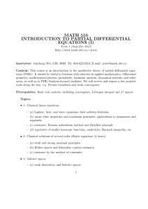MATH 516 INTRODUCTION TO PARTIAL DIFFERENTIAL EQUATIONS (I)