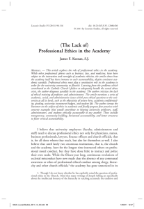 (The Lack of) Professional Ethics in the Academy James F. Keenan, S.J.