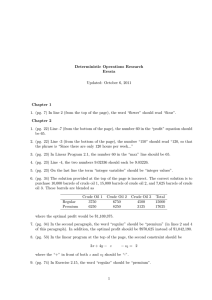 Deterministic Operations Research Errata Updated: October 6, 2011 Chapter 1