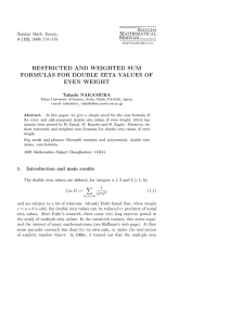 RESTRICTED AND WEIGHTED SUM FORMULAS FOR DOUBLE ZETA VALUES OF EVEN WEIGHT