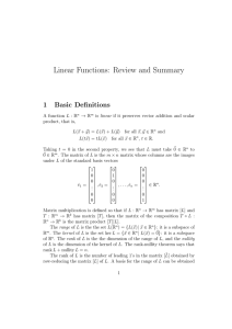 Linear Functions: Review and Summary 1 Basic Definitions