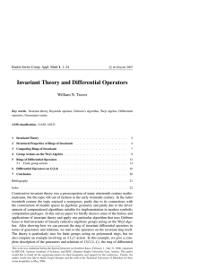 Invariant Theory and Differential Operators William N. Traves