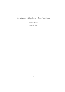 Abstract Algebra: An Outline William Traves June 22, 1996 1